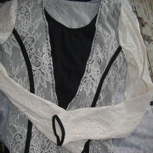 Black and white lace body suit